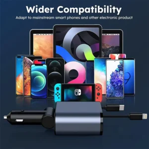 4-In-1 Retractable Car Charger In Pakistan