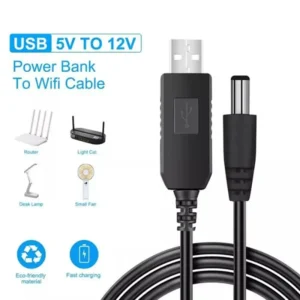 5V To 12V Usb Boost Cable For Router Power Supply 1 Meter Cable Pakistan