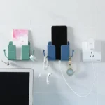 Wall-Mounted Smartphone Holder With Multifunctional Storage Hooks