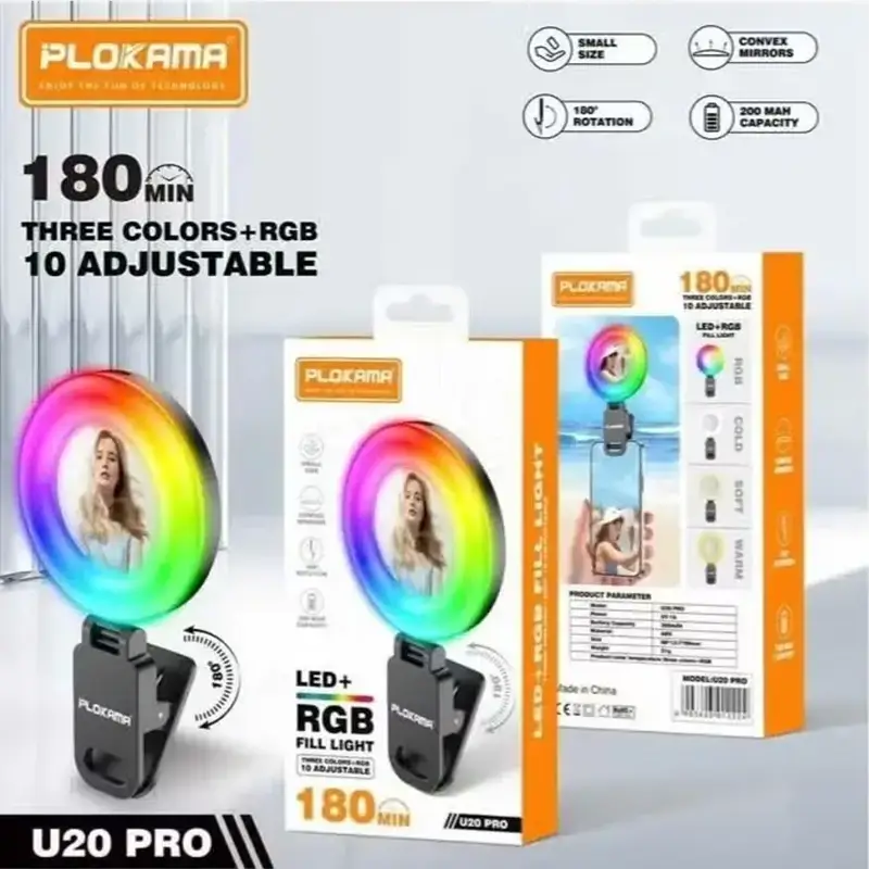 Plokama U20 Pro Rgb Ring Light With Mirror Plokama U20 Pro Rgb Ring Light With Mirror