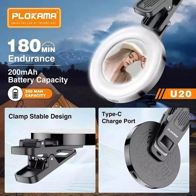 Plokama U20 Rechargeable Selfie Light Plokama U20 Rechargeable Selfie Light